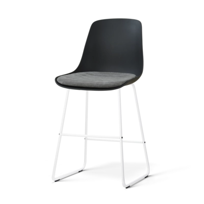 Nolon Nino-Liv Barkruk Zwart met Zeegrijs Zitkussen Wit Onderstel 65 cm