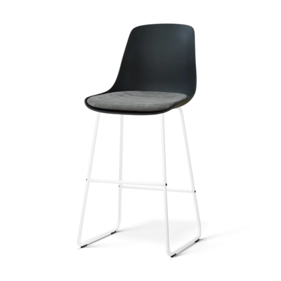 Nolon Nino-Liv Barkruk Zwart met Zeegrijs Zitkussen Wit Onderstel 75 cm