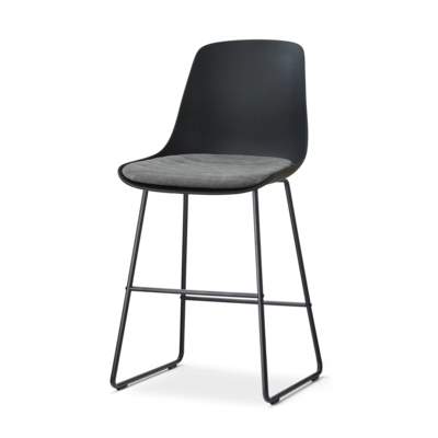 Nolon Nino-Liv Barkruk Zwart met Zeegrijs Zitkussen Zwart Onderstel 65 cm