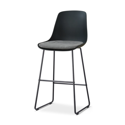 Nolon Nino-Liv Barkruk Zwart met Zeegrijs Zitkussen Zwart Onderstel 75 cm