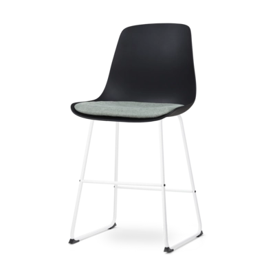 Nolon Nino-Liv Barkruk Zwart - Zacht Groen Kussen - Wit Frame - 65 cm