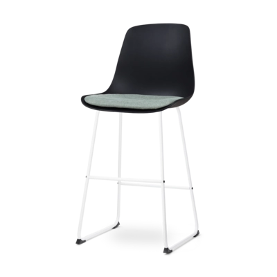 Nolon Nino-Liv Barkruk Zwart - Zacht Groen Kussen - Wit Frame - 75 cm
