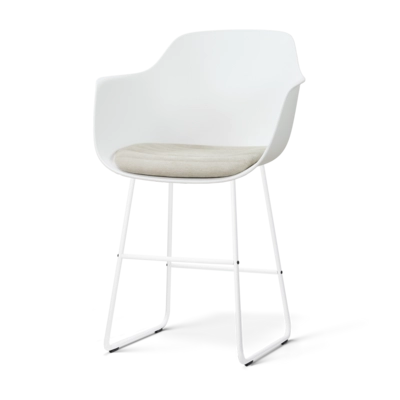 Nolon Nino-Liz Barkruk Wit met Naturelbeige Zitkussen Wit Onderstel 65 cm