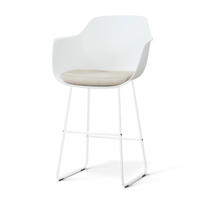 Nolon Nino-Liz Barkruk Wit met Naturelbeige Zitkussen Wit Onderstel 75 cm