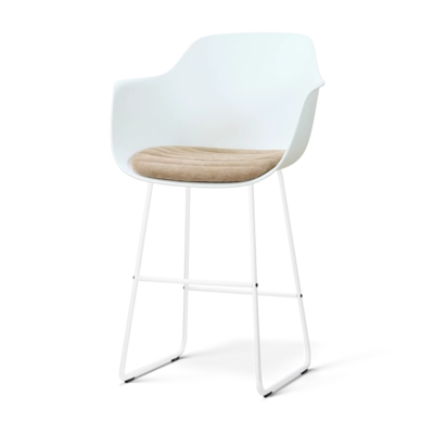 Nolon Nino-Liz Barkruk Wit met Nougatbruin Zitkussen Wit Onderstel 75 cm
