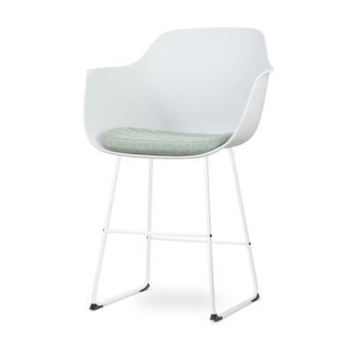 Nolon Nino-Liz Barkruk Wit - Zacht Groen Kussen - Wit Frame - 65 cm
