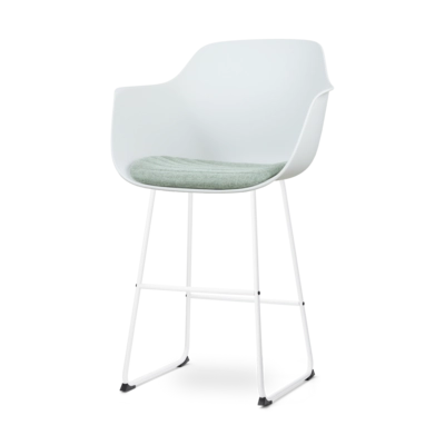 Nolon Nino-Liz Barkruk Wit - Zacht Groen Kussen - Wit Frame - 75 cm