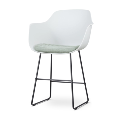 Nolon Nino-Liz Barkruk Wit - Zacht Groen Kussen - Zwart Frame - 65 cm