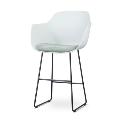 Nolon Nino-Liz Barkruk Wit - Zacht Groen Kussen - Zwart Frame - 75 cm