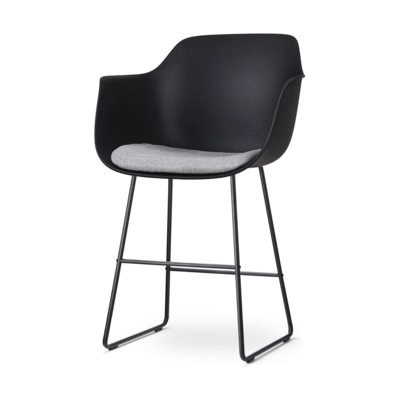 Nolon Nino-Liz Barkruk Zwart - Lichtgrijs Kussen - Zwart Frame - 65 cm