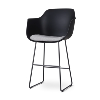 Nolon Nino-Liz Barkruk Zwart - Lichtgrijs Kussen - Zwart Frame - 75 cm