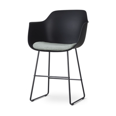 Nolon Nino-Liz Barkruk Zwart - Zachtgroen Kussen - Zwart Frame - 65 cm