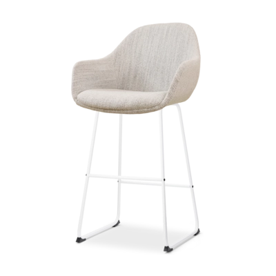 Nolon Nino-Mae Barkruk Beige Gemeleerd - met Armleuning - Wit - 75 cm