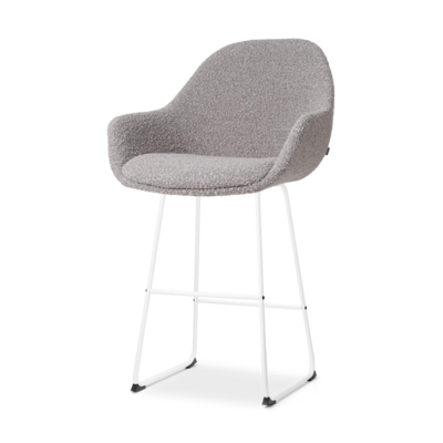Nolon Nino-Mae Barkruk Boucle Taupe - met Armleuning - Wit - 65 cm