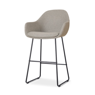 Nolon Nino-Mae Barkruk Warm Grijs - met Armleuning - Zwart - 65 cm