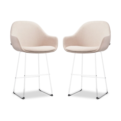 Nolon Nino-Mae Barkrukken Set van 2 - Beige - Wit - 65 cm