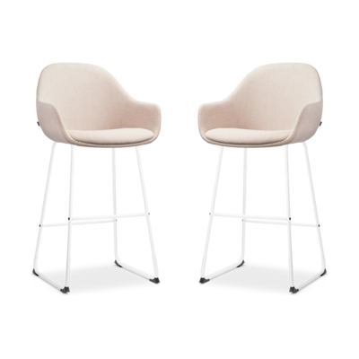 Nolon Nino-Mae Barkrukken Set van 2 - Beige - Wit - 75 cm