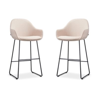 Nolon Nino-Mae Barkrukken Set van 2 - Beige - Zwart - 75 cm