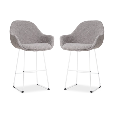 Nolon Nino-Mae Barkrukken Set van 2 - Boucle Taupe - Wit - 65 cm