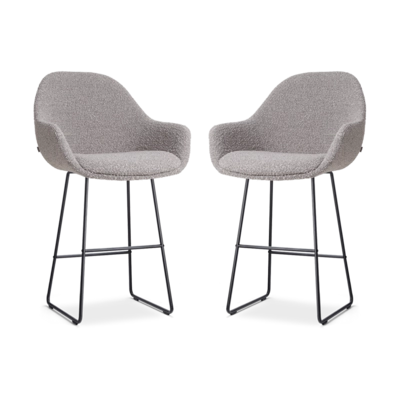 Nolon Nino-Mae Barkrukken Set van 2 - Boucle Taupe - Zwart - 65 cm