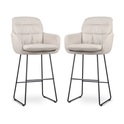 Nolon Nino-Mia Barkrukken Set van 2 - Beige - Zwart - 75 cm