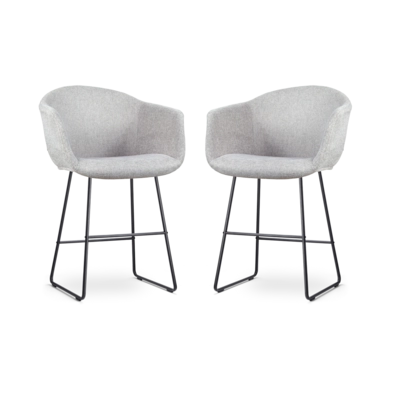 Nolon Nino-Otis Barkrukken Set van 2 - Lichtgrijs - Zwart - 65 cm