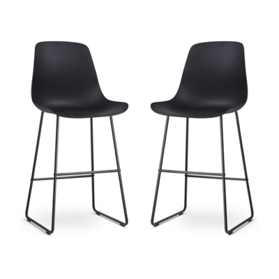 Nolon Nino-Pip Barkruk zwart - zwart onderstel - 75 cm - set van 2