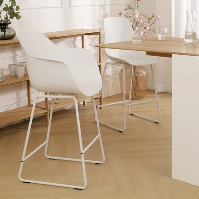 Nolon Nino-Puk Barkruk wit - wit onderstel - 75 cm - set van 2