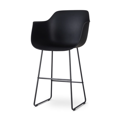 Nolon Nino-Puk Barkruk Zwart - Armleunining - Zwart Onderstel - 75 cm