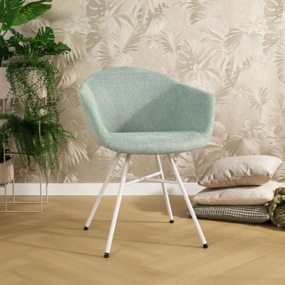 Nolon Noa-Otis Eetkamerstoelen Set van 2 - Zacht Groen - Witte Poten