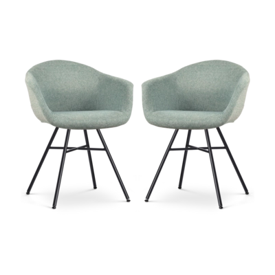 Nolon Noa-Otis Eetkamerstoelen Set van 2 - Zacht Groen - Zwarte Poten