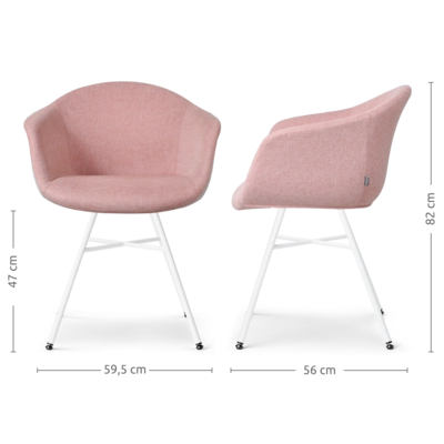 Nolon Noa-Otis Eetkamerstoelen Set van 2 - Zacht Roze - Witte Poten