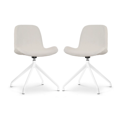 Nolon Nola-Fe Draaibare Eetkamerstoelen Set van 2 Rib Creme - Wit
