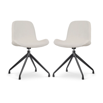 Nolon Nola-Fe Draaibare Eetkamerstoelen Set van 2 Rib Creme - Zwart