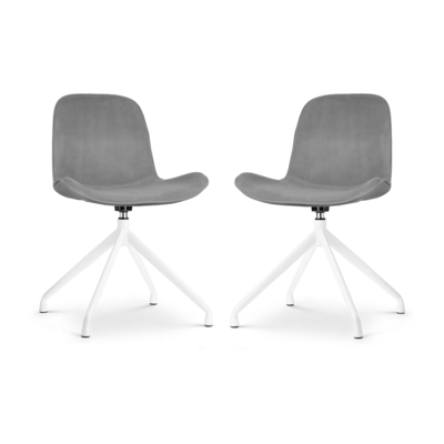 Nolon Nola-Fe Draaibare Eetkamerstoelen Set van 2 Velvet Grijs - Wit