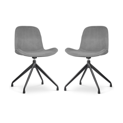 Nolon Nola-Fe Draaibare Eetkamerstoelen Set van 2 Velvet Grijs - Zwart
