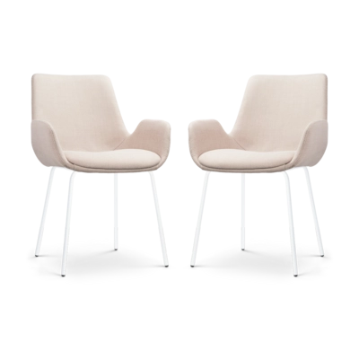Nolon Nora-Eef Eetkamerstoelen Set van 2 - Beige - Witte Poten