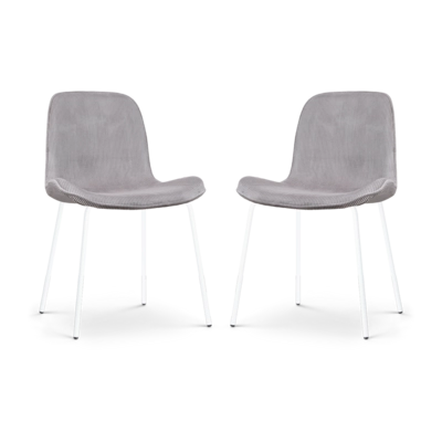 Nolon Nora-Fe Eetkamerstoelen Set van 2 - Rib Warm Grijs - Witte Poten