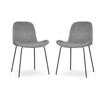 Nolon Nora-Fe Eetkamerstoelen Set van 2 - Velvet Grijs - Zwarte Poten