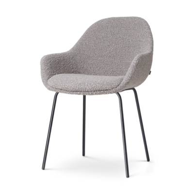 Nolon Nora-Mae Eetkamerstoel Boucle Taupe - Armleuning - Zwarte Poten