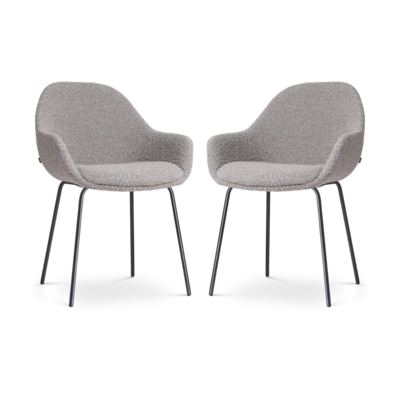 Nolon Nora-Mae Eetkamerstoelen Set van 2 - Boucle Taupe - Zwarte Poten