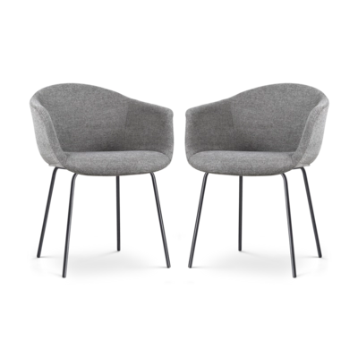 Nolon Nora-Otis Eetkamerstoelen Set van 2 - Donkergrijs - Zwarte Poten