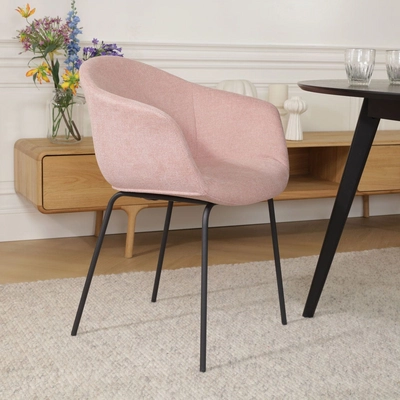 Nolon Nora-Otis Eetkamerstoelen Set van 2 - Zacht Roze - Zwarte Poten