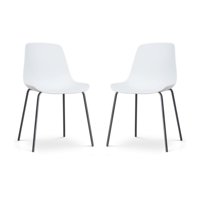 Nolon Nora-Pip Eetkamerstoelen Set van 2 - Wit - Zwart Onderstel