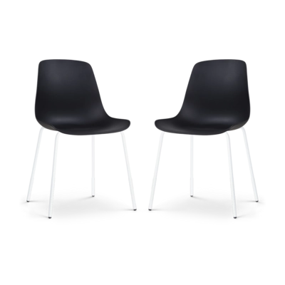 Nolon Nora-Pip Eetkamerstoelen Set van 2 - Zwart - Wit Onderstel
