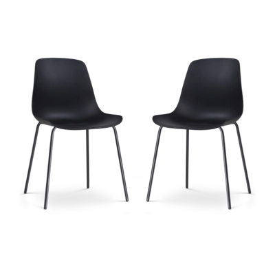 Nolon Nora-Pip Eetkamerstoelen Set van 2 - Zwart - Zwart Onderstel
