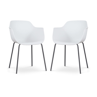 Nolon Nora-Puk Eetkamerstoelen Set van 2 - Wit - Zwart Onderstel