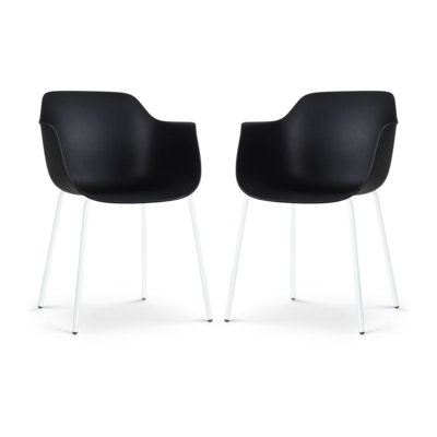 Nolon Nora-Puk Eetkamerstoelen Set van 2 - Zwart - Wit Onderstel