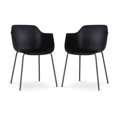 Nolon Nora-Puk Eetkamerstoelen Set van 2 - Zwart - Zwart Onderstel