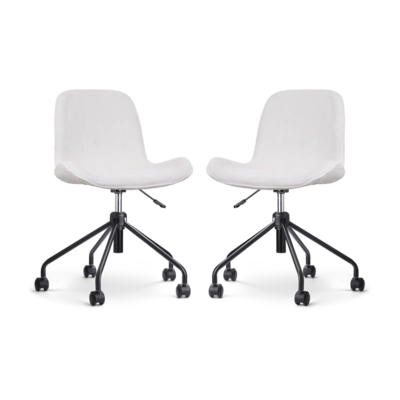 Nolon Nout-Fe Bureaustoelen Set van 2 - Rib Creme - Zwart Onderstel